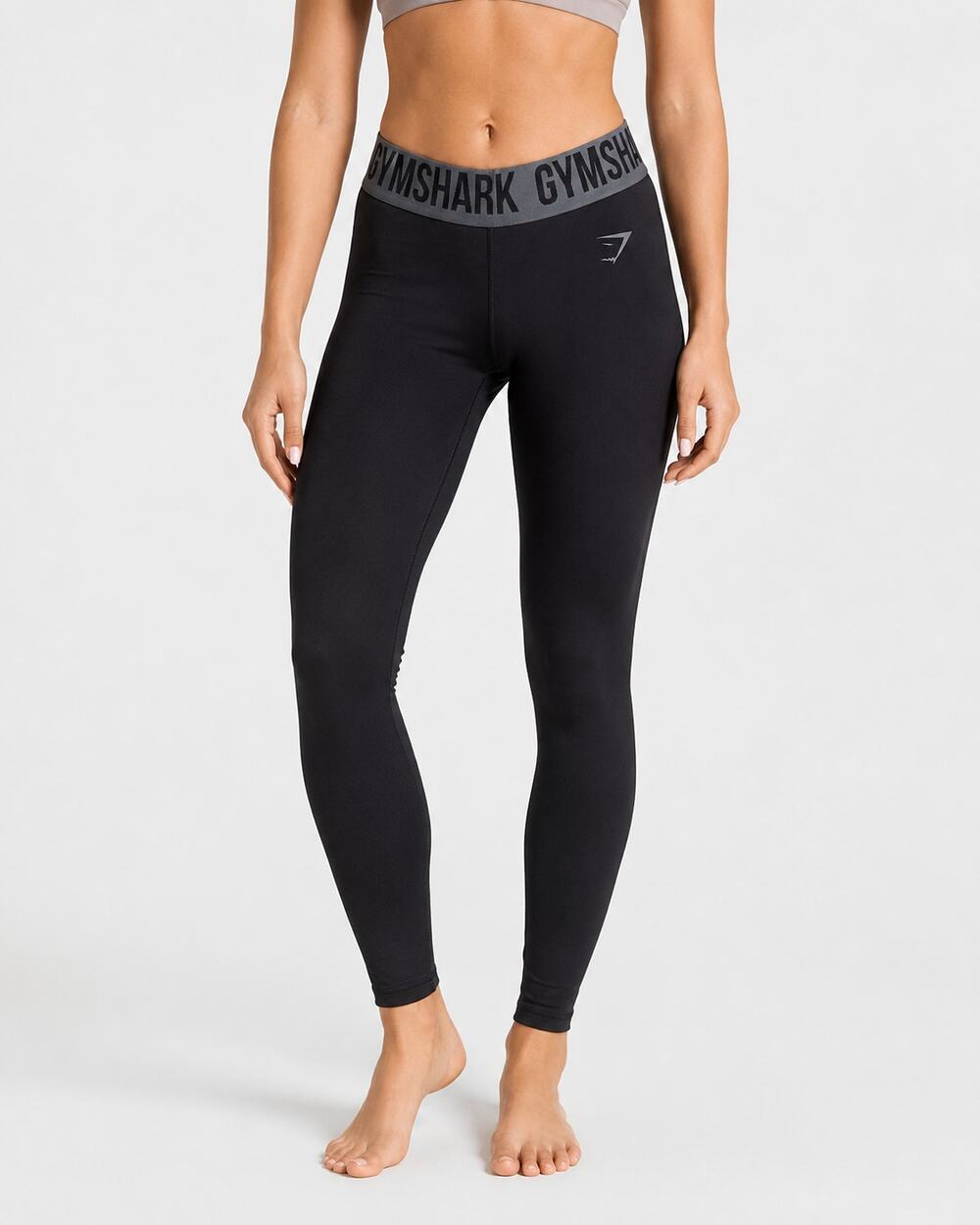 Gymshark Women Black Compression Leggings Tights Logo Waistband Size S